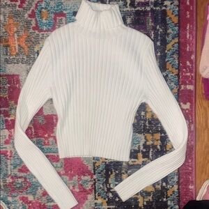 Bershka off White Ribbed Turtleneck Sweater M